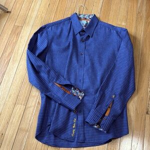 Robert Graham purple  Button Down Shirt with Checkered Pattern